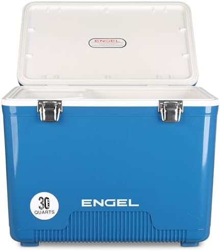Engel UC30 30-Quart Insulated Cooler - Leak-Proof Air-Tight Drybox with Hard Shell, Portable Ice Chest for Fishing, Camping, Outdoor - Elemental Blue