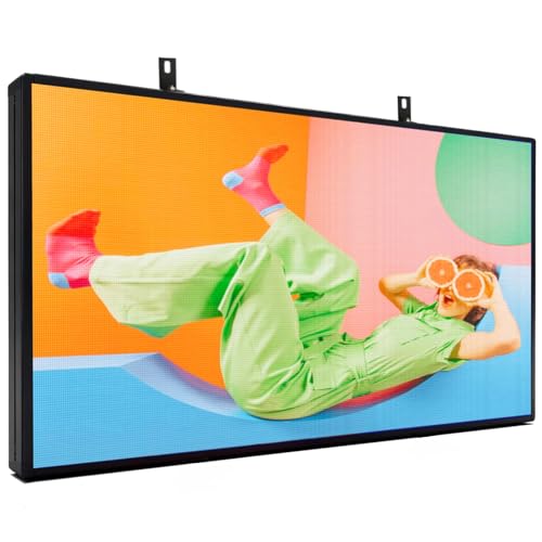 P5 Programmable LED Sign 65"x33.5" High Brightness Custom Scrolling Outdoor Digital Signs For Businesses Display Screen Electronic Message Board Stock Ticker Advertising Pixel Led Panel Marquee