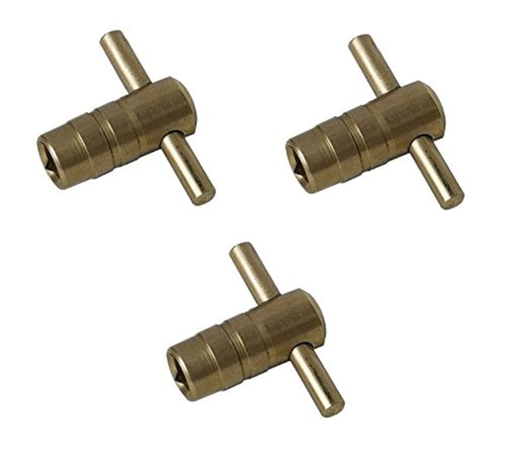 Merriway Solid Brass Bh03437 (3 Pcs) T-Bar Radiator Key - Pack Of 3 Pieces