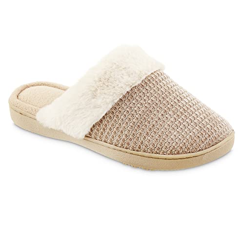 isotoner Womens Striped Chenille Ann Clog Slippers