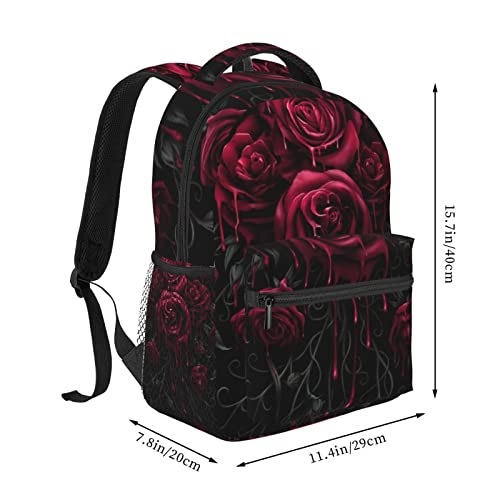 Supdreamc Blood Red Rose Art Daypack Backpack Durable Polyester Multipurpose Anti-Theft Shoulder Bag Big Capacity Gym Outdoor Hiking Backpack With Smooth Zippers2