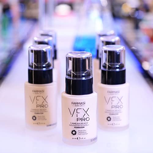 Farmasi Vfx Pro Foundation, Full Coverage Liquid Cream, Lightweight Long Lasting Coverage, Breathable Skin Moisturizer With Color True Matte Blending, Face Makeup, 1 Fl. Oz / 30 Ml (Porcelain) #TOP3