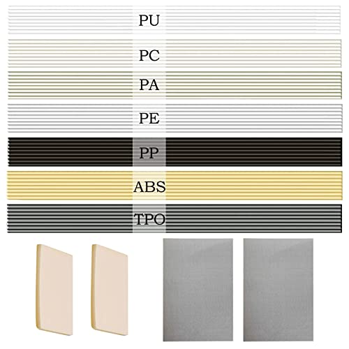 Plastic Welding Rods 106 Pcs,WMLBK Wires Sticks with Stainless Steel Mesh and Sandpaper ABS/PE/PP/TPO/PU/PC Welding Rods for Plastic Welding Kit/Hot Air Gun and Daily Plastic Repair (106)