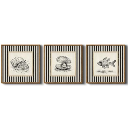 HUARCEY Coastal Canvas Wall Art Set of 3 Piece, 12