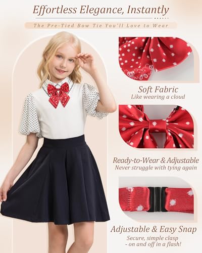 Image of AWAYTR Ladies Adjustable Pre tied Bowtie - Solid Color Bow Ties for Women