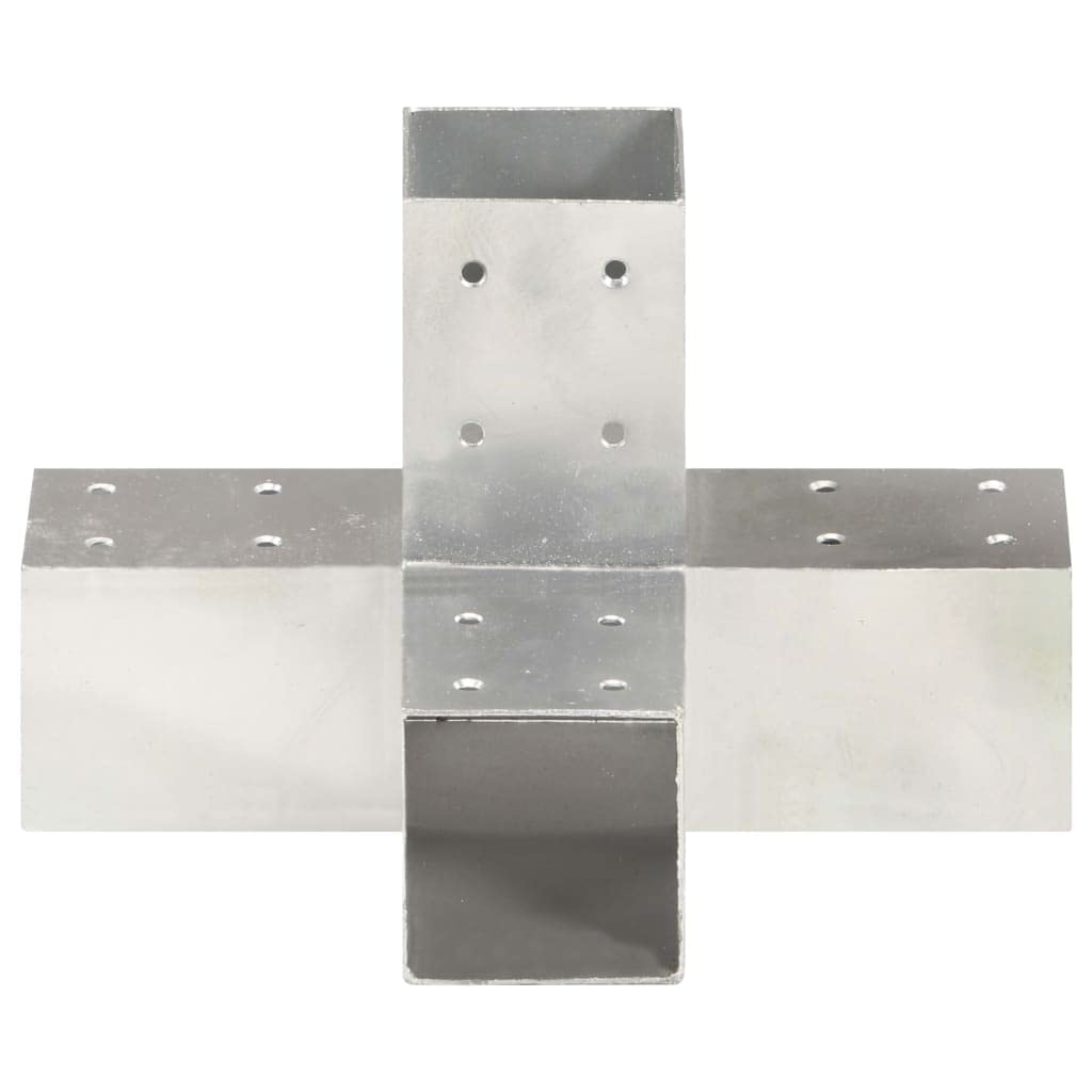 Pfostenverbinder 4 Stk. X-Form Verzinktes Metall 71x71 mm - Holzverbinder Set feuerverzinkt fuer Pfostenecken im Garten, Eckverbinder fuer Balken, Pavillon und Ueberdachung Holzbau