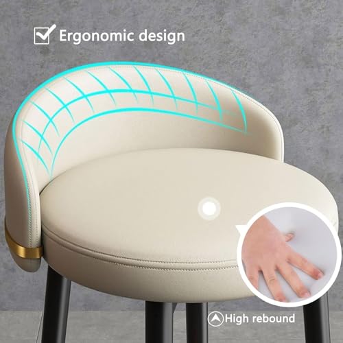 Tabouret de comptoir en PU moderne avec repose-pieds et dossier - 5