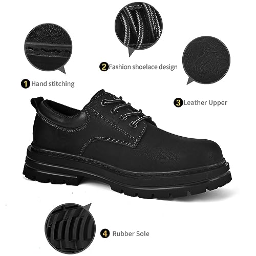 Mens Soft Toe Work Shoes Oxford Leather Stylish Dress Non Slip Resistant Comfortable Casual Wolking Shoes for Men4