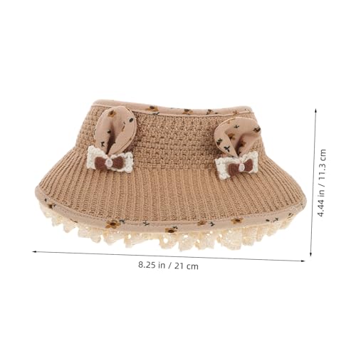 Summer Beach Hat Adorable Bunny Ears Design with UV Protection Empty Top Cap for Comfort Summer Accessory Coffee2
