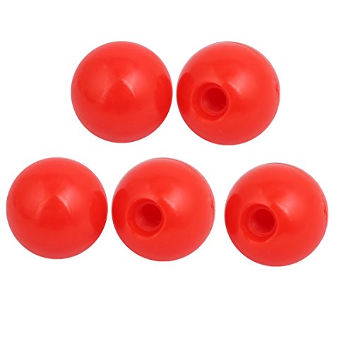 Aexit M6 Threaded Machine Tool Accessories 20mm Dia Red Plastic Round Handle Ball Knob Machine Tools 5 Pcs Model:28as579qo278