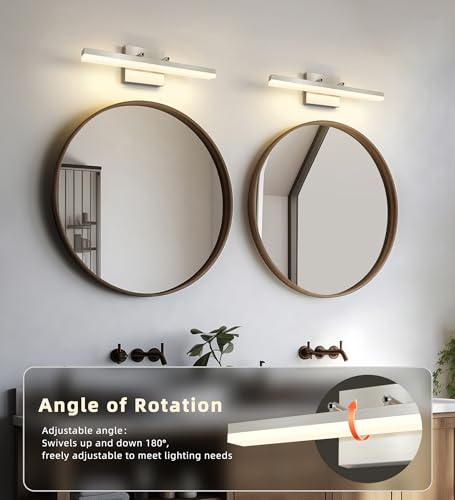 Image of Brushed Nickel Vanity Lights - Dimmable 5CCT Bathroom Lighting Fixtures Over Mirror, Adjustable Angle Wall Light, 15.75 inch Long 12W LED Bar Light