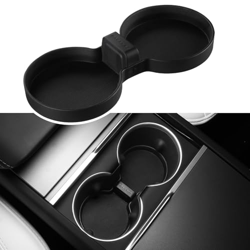 BASENOR Cup Holder Insert Mat for 2026 2025 Tesla Model Y Juniper 2024 2025 2026 Tesla Model 3 Highland TPE Cup Holder Coaster Center Console Mat Tesla Accessories (Standard/Premium/Performance)