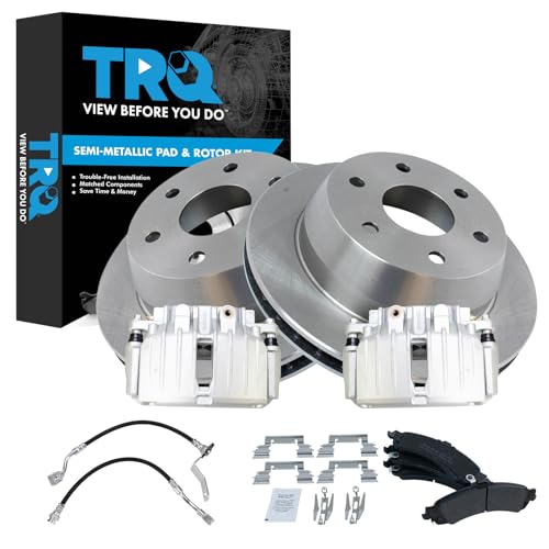 Image of TRQ Rear Brake Pad & Rotor Kit Semi-Metallic Compatible with 2002 GMC Sierra 1500