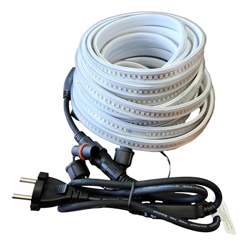 Carré Rouge Light at Job - Ruban LED Connectable de Chantier, 10 Mètres - Prêt à Brancher, PVC, IP65-178 LED SMD, 2835/Mètre, 1200 Lumens/Mètres - 6000K