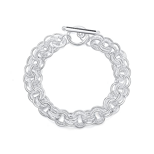 Bracelet chaîne à maillons en argent 925 pour femmes et filles