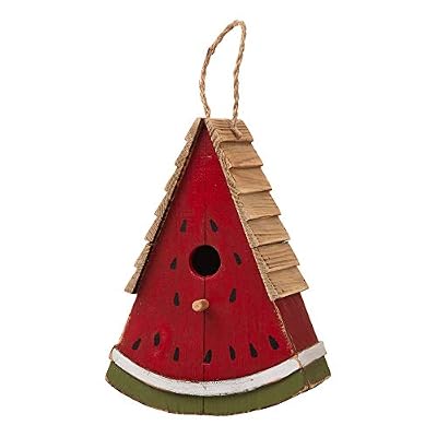 glitzhome 11" H Watermelon Bird House Outdoor Garden Patio Garden Decorative Handmade Distressed Solid Wood Birdhouse