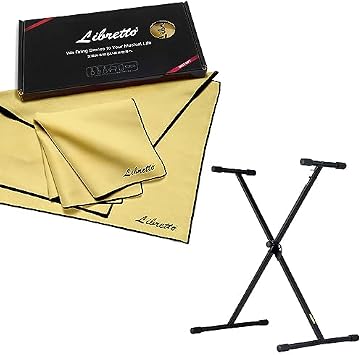 Stage Rocker Single-X Style Classic Folding Keyboard & Digital Piano Stand + Microfiber Polish Cloth for Musical Instrument