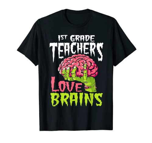 Profesores de primer grado Aman Cerebros Zombie Maestro Halloween Camiseta