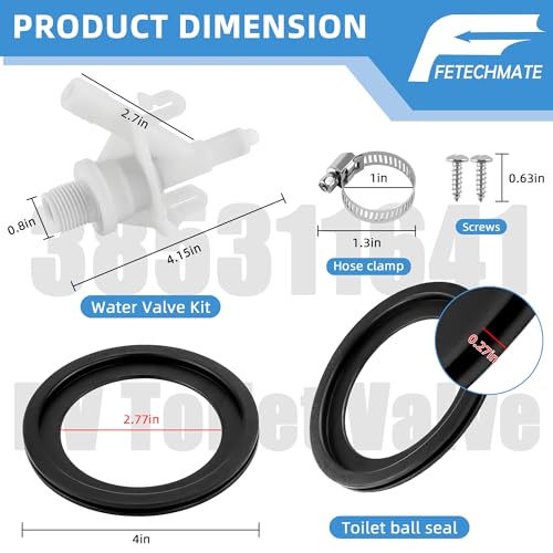 image for Fetechmate 385311641 RV Toilet Valve Kit with 385311658 Flush Ball Sea