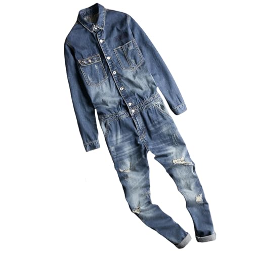 Combinaison denim homme ajustée pour un look urbain vintage hip hop