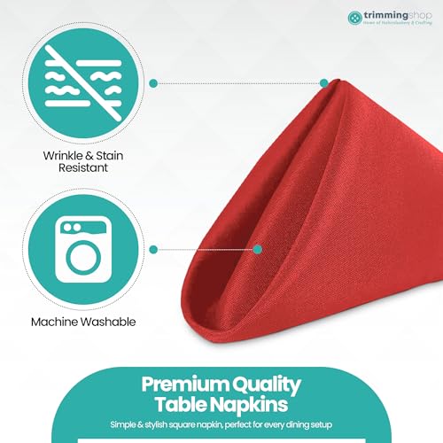 Servilletas de mesa rojas de 20 pulgadas para bodas y banquetes elegantes en hoteles 4