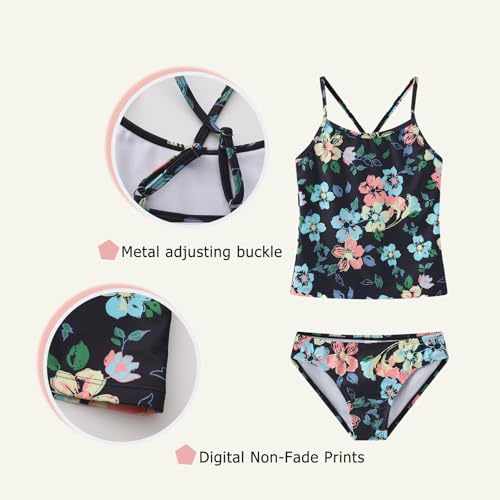 Image of Girls Two Piece Tankini Swimsuits Hawaiian Ruffle Bathing Suit Summer Beach Swimwear Set