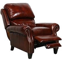 BarcaLounger Churchill ll Art Burl Top Grain Leather Manual Recliner