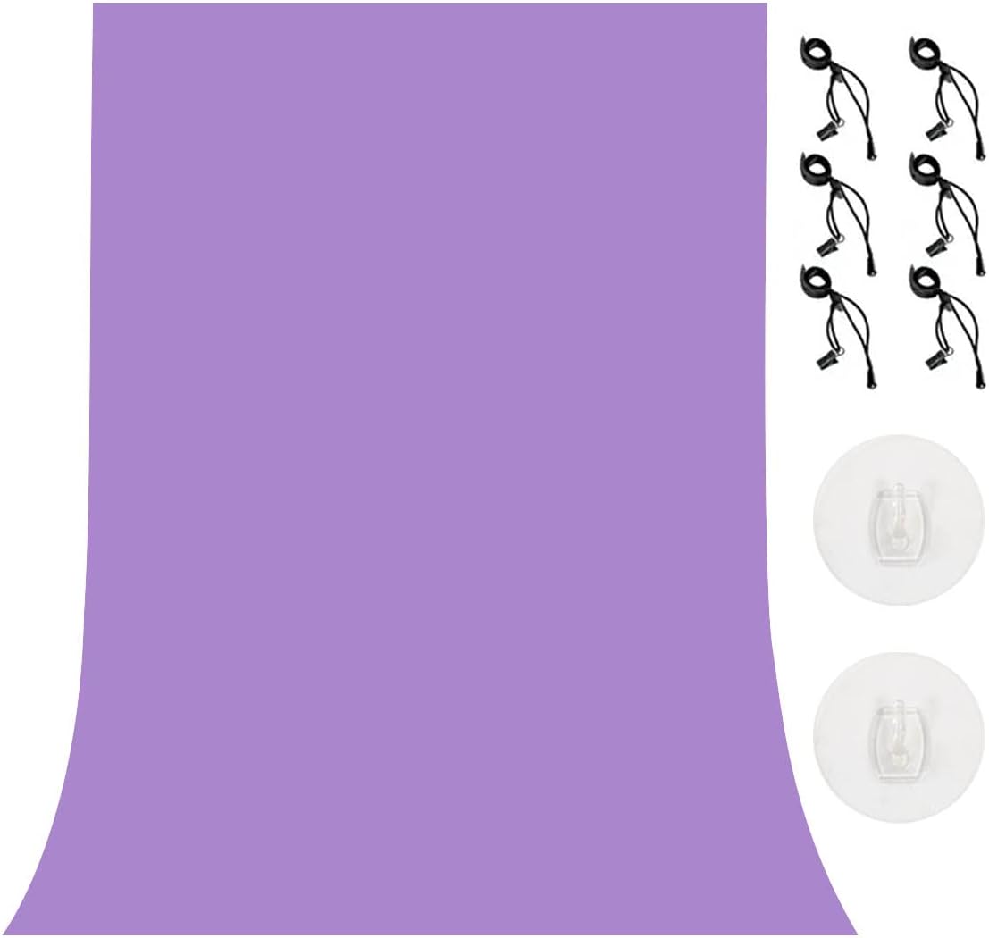 LYLYCTY 5x7ft Photography Studio Non-Woven Backdrop, Solid Color Simple Backdrop with 4 Clips WLY7 (Light Purple)