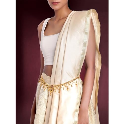 Image of Peora Gold Plated Bridal Jewellery Set with Kamarband Gift for Women Indian Traditional Ethnic Wedding