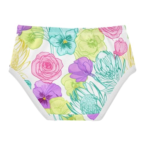 Cotton Girls Underwear Toddler Colorful Flowers Roses White Little Girl Panties Flower Briefs Undies Kids 2t2