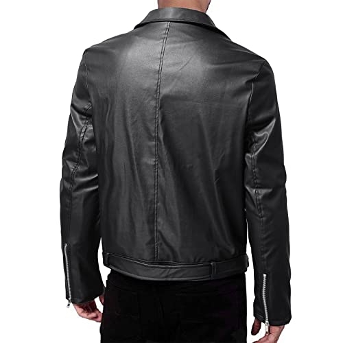 RTRDE Men's Leather Jacket Racer Faux Distressed Motorcycle Jacket, XXL-5XL3