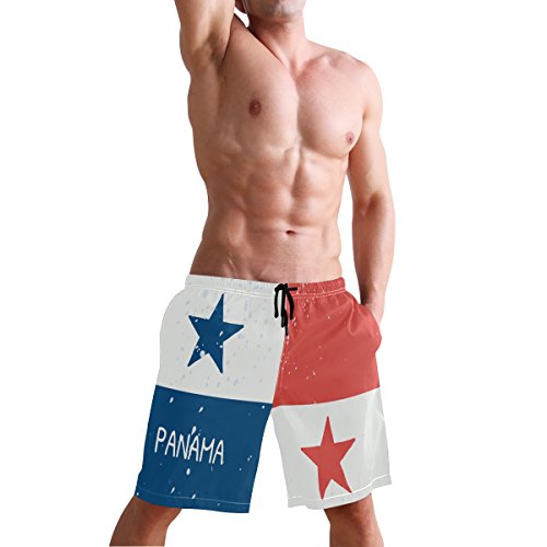 super3Dprinted Distressed Panama Flag Men's Swim Trunks Water Beach Shorts with Pockets4