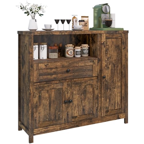 Image of Viaozutis Storage Cabinet with Doors and Drawers,Kitchen Storage Cabinets，with Drawer and Adjustable Shelf（Retro）