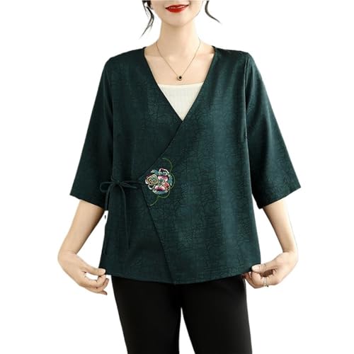 Chemisier ample en satin style chinois pour femme fatiguée des hauts serrés
