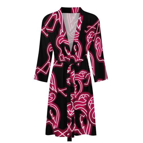 Flamingo Neon Mens Robe Long-sleeve Bathrobe Lightweight Nightgown Sleepwear for Spa Shower4