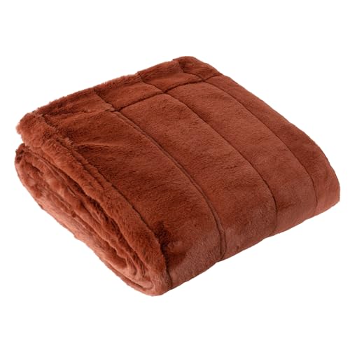Paoletti Empress Faux Fur Throw – Soft Elegant Heavyweight Minimalist Décor Blanket for Bed or Sofa (Rust - 130x180cm)