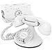 Produktbild Opis FunkyFon Cable : Das Nostalgie Retro Telefon mit Wählscheibe - Nachbau von klassischem Vintage Wählscheibentelefon im geschwungenem 1920er Stil mit elektronischer Klingel (weiß)