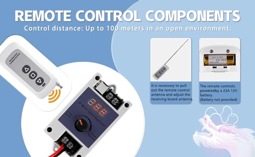12V DC Motor 3800rpm Strong Vibration Industry Mini Vibration Motor Sturdy Plastic Shell Rotary Speed Vibrating Motor for Massage Bed Chair Medical Instruments(12V Motor+Power +Remote Control)