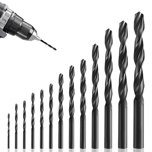 13 PCS Metal Drill Bit Set Industrial Strength Metal Drill Bits for Hard Steel Twist Drill Bit Set Multi-Material Use for Steel/Wood/Tile/Plastic/Etc Carbide Tipped(1.5mm-6.5mm)
