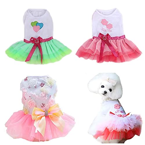 Clopon Dog Dress Puppy Birthday Clothes for Large Yorkie Dogs Christmas Tiny Girl Floral Princess Dress XL