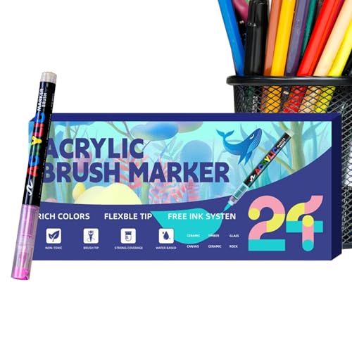 Generisch Rotuladores acrílicos | Artículos escolares y educativos suaves multicolores | Juego de rotuladores de pintura acrílica | Para niños y adultos, fiesta, Acción de Gracias, escuela, oficina