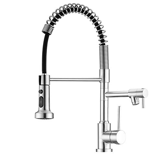 Pirooso Drinking Water Faucet, Commercial Spring Kitchen Faucet, 3 in 1 Water Purifier Sink Faucet, Pull-down Kitchen Faucet, Brushed Nickel