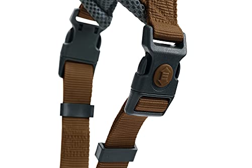 HUNTER Hundegeschirr LONDON COMFORT, atmungsaktives 3D-Mesh, 2-fach verstellbar, Sicherheitsverschluss, reißfest, leicht & pflegeleicht, Farbe: Braun, Größe: M-L
