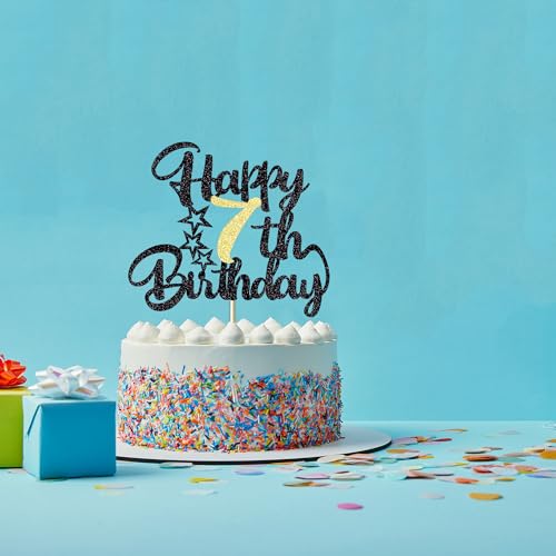 Image of 7th Happy birthday cake topper happy birthday cake decoration 7th birthday party decoration gift plugin (7)