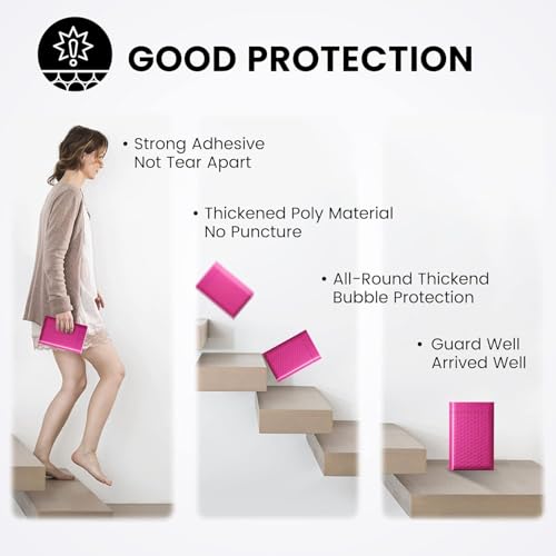 Image of Fuxury Bubble Mailers 4x8 inch Pink Padded Envelopes 19200 Pack Bulk Strong Adhesion Full Pallet of Padded Mailers Thick Bubble Envelopes for Small Business Mailing Small Items,Jewelry,Makeup