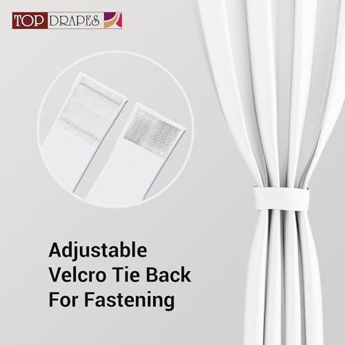 Image of Blackout Window Curtain with Tie Back 6 feet 1 Pcs | Room Darkening, Thermal Insulated, Noise Reducing Heavy Polyester Solid Curtain (White Colour)