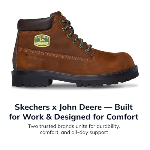 Skechers Men's John Deere Sergents Dozer Industrial Boot, BRN, 10 X-Wide
