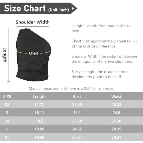 Womens One Shoulder Shirts Going Out Crop Tops Basic Sexy Slim Fit Y2K Tank Top Summer Fashion 2025 (UK, Alpha, L, Regular, Regular, Black) - Image 7