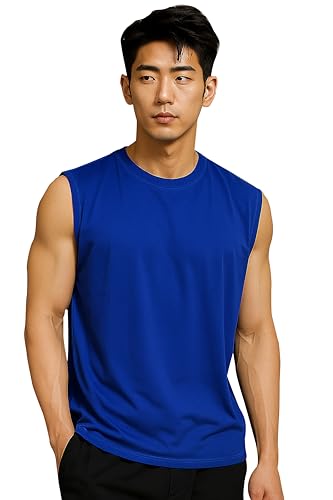 Image of JUGULAR Tank Tops Sleeveless T-Shirt for Men Gym Wear Vest Solid Stylish Round Neck Running for Sports Workout Fitness & Casual or Beach Wear