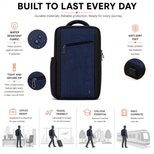 Image of CARAMBA CARRYMATE 26.5L Overnighter Laptop Backpack | Water Resistant Travel Bag with 15.6 inch Padded Laptop Sleeve, Trolley Strap & Dual Compartments for Office, Business, College Men & Women